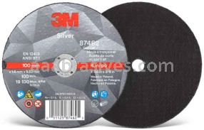 3M&trade; 7100139215 4 x .060 x 3/8 Type 1 Silver Cut-Off Wheel 87462