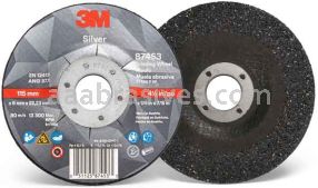 3M&trade; 7100141079 4-1/2 x 1/4 x 7/8 Type 27 Silver Depressed Center Grinding Wheel 87453