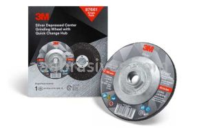 3M&trade; 7100147340 4.5 x 1/4 x 5/8-11 87661 T27 Silver Depressed Center Grinding Wheel