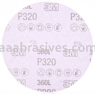 3M&trade; 7100192409 5" P320 Grit 360L Hookit&trade; Clean Sanding Film Disc