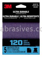 3M&trade; 7100198729 120 Grit Ultra Durable Power Sanding 1/4 Sheet