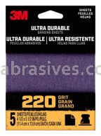 3M&trade; 7100198736 220 Grit Ultra Durable Power Sanding 1/4 Sheet