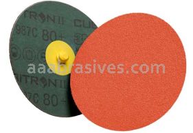 3M&trade; 7100215964 1" 80+ Grit TR 987C Cubitron&trade; II Roloc&trade; Fibre Disc