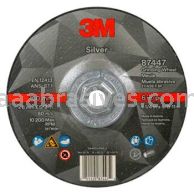 3M&trade; 7100244821 6x1/4x5/8-11 T27 Quick Change Silver Depressed Center Grinding Wheel 87447