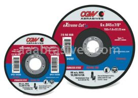 CGW Abrasives 54291 eXtreme Cut SS&trade; Ceramic Cutting Wheels 5 x .045 x 7/8 46 Grit Type 1