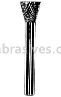 Dynabrade,Carbide Burr, 3 mm Dia., SN-42 D/C Burr, 10 Degree Inverted Cone, 5 mm Flute L, 3 mm Shank