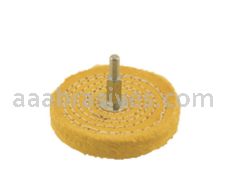Mounted Buffing Wheel 3" Dia.  1/4" shank 46 Ply Spiral Sewn 160-3YM Treated Yellow