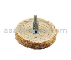 Mounted Buffing Wheel 3" x 1/4" shank 11 Ply Spiral Sewn 160-3SM Sisal Tan