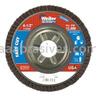 Weiler 31308 - 4-1/2" , 40Z, 7/8" A.H., Vortec Pro Abrasive Flap Disc, Angled, Aluminum Backing - 012382313081