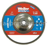 Weiler 31366 - 7" , 24Z, 5/8"-11 A.H., Vortec Pro Abrasive Flap Disc, Angled, Phenolic Backing - 012382313661