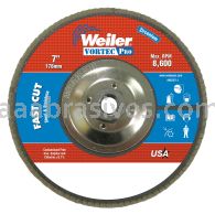 Weiler 31371 - 7" , 120Z, 5/8"-11 A.H., Vortec Pro Abrasive Flap Disc, Angled, Phenolic Backing - 012382313715