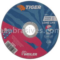 Weiler 57021 5" x .045" TIGER AO Type 1 Cutting Wheel A60T 7/8" A.H. 6804 22 1000