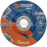 Weiler 58073 5" x 1/4" TIGER ZIRC Type 27 Grinding Wheel Z24T 7/8" A.H. 6804 22 1000