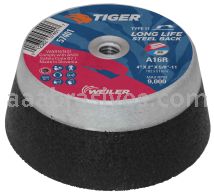 Weiler 57401 4" x 2" TIGER AO Type 11 Cup Rock with Steel Back, A16R, 5/8"-11 Nut 6804 22 1000