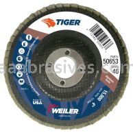 Weiler 50653 -4 x 5/8 40 Grit A/O Tiger Abrasive Flap Disc, Flat - 012382506537