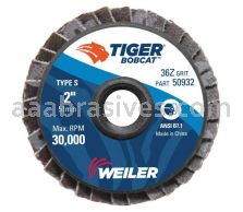 Weiler 50932 - 2" 36Z, BobCat Abrasive Flap Disc, Flat, Plastic Backing - 012382509323