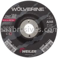 Weiler 56466 - 5" x 1/4" A24R 7/8" A.H. Type 27 Grinding Wheel - 012382564667