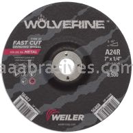 Weiler 56467 - 7" x 1/4" A24R 7/8" A.H. Type 27 Grinding Wheel - 012382564674
