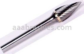 SG-5 1/2x1x1/4"sk Pointed Tree Double Cut Titanium Coated Carbide Burr