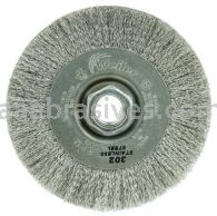Weiler 00156 4" Narrow Face Crimped Wire Wheel .006 Stainless Steel Fill 5/8"-11 UNC Nut