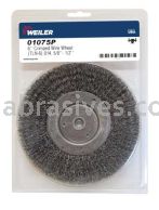 Weiler 01075P 6" Narrow Face Crimped Wire Wheel .014" Steel Fill 5/8"-1/2" Arbor Hole Retail Pack