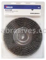 Weiler 01175P 8" Narrow Face Crimped Wire Wheel .014" Steel Fill 5/8" Arbor Hole Retail Pack