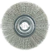 Weiler 01809 8" Narrow Face Crimped Wire Wheel .0118" Stainless Steel Fill 1-1/4" Arbor Hole