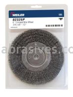 Weiler 02325P 6" Medium Face Bench Grinder Wheel .014" Crimped Steel Wire Fill 5/8"-1/2" Arbor Hole Retail Pack