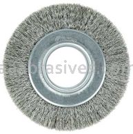 Weiler 03520 6" Wide Face Crimped Wire Wheel .014" Stainless Steel Fill 2" Arbor Hole