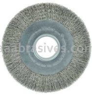Weiler 03590 8" Wide Face Crimped Wire Wheel .0118" Stainless Steel Fill 2" Arbor Hole