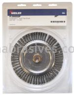 Weiler 09000P Roughneck 7" Root Pass Weld Cleaning Brush .020" Steel Wire Fill 5/8"-11 UNC Nut Retail Pack
