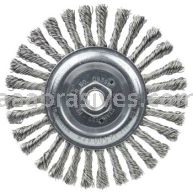 Weiler 09396 Roughneck Jr. 6" Filler Pass Weld Cleaning Brush .023" Stainless Steel Wire Fill 5/8"-11 UNC Nut