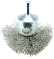 Weiler 10048 2-3/4" Circular Flared Crimped Wire End Brush .008" Stainless Steel Fill