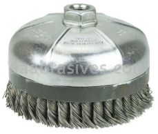 Weiler 12120 5" Single Row Knot Wire Cup Brush Banded .023" Steel Fill 5/8"-11 UNC Nut