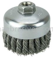 Weiler 12206 4" Single Row Knot Wire Cup Brush .023" Steel Fill 5/8"-11 UNC Nut