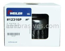 Weiler 12316P 4" Single Row Knot Wire Cup Brush .023" Steel Fill 5/8"-11 UNC Nut Retail Pack