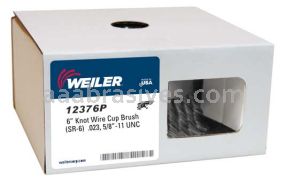 Weiler 12376P 6" Single Row Knot Wire Cup Brush .023" Steel Fill 5/8"-11 UNC Nut Retail Pack