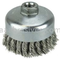 Weiler 12416 4" Single Row Knot Wire Cup Brush .023" Stainless Steel Fill 5/8"-11 UNC Nut