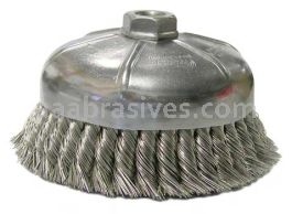 Weiler 12476 6" Single Row Knot Wire Cup Brush .023" Stainless Steel Fill 5/8"-11 UNC Nut