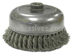 Weiler 12636 6" Double Row Knot Wire Cup Brush .023" Stainless Steel Fill 5/8"-11 UNC Nut