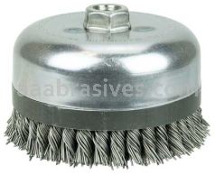 Weiler 12686 6" Double Row Knot Wire Cup Banded .035" Steel Fill 5/8"-11 UNC Nut