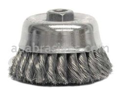 Weiler 12726 4" Double Row Knot Wire Cup Brush .020" Stainless Steel Fill 5/8"-11 UNC Nut