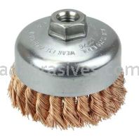 Weiler 12776 4" Single Row Knot Wire Cup Brush .020" Bronze 5/8"-11 UNC Nut