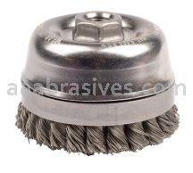 Weiler 12796 4" Double Row Knot Wire Cup Brush Banded .020" Steel Fill 5/8"-11 UNC Nut
