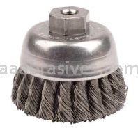 Weiler 13021 2-3/4" Single Row Knot Wire Cup Brush .014" Steel Fill 3/8"-24 UNF Nut