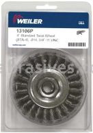 Weiler 13106P Standard Twist Knot Wire Wheel 4" .014" Steel Fill 5/8"-11 UNC Nut Retail Pack