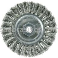 Weiler 13110 Standard Twist Knot Wire Wheel 4" .014" Stainless Steel Fill 3/8"-24 UNF Nut