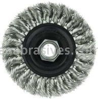 Weiler 13113 Standard Twist Knot Wire Wheel 4" .014" Stainless Steel Fill 5/8"-11 UNC Nut