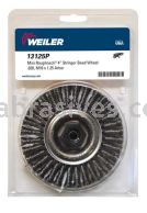 Weiler 13125P Mini Roughneck 4" Stringer Bead Wire Wheel .020" Steel Fill M10x1.25 Nut Retail Pack