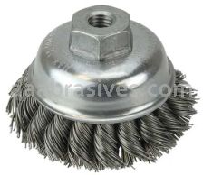 Weiler 13155 3-1/2" Single Row Knot Wire Cup Brush .023" Steel Fill 1/2"-13 UNC Nut